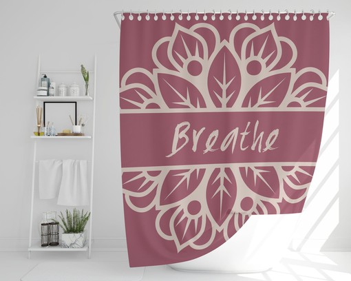 Mindfulness Boho Mandala Shower Curtain / Breathe Inspirational Print / Eclectic Bathroom Decor / New Home Gift - Image 3
