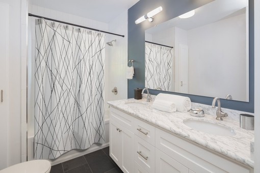 Minimal Stripe Shower Curtain with Simple Abstract Line Art Design for Masculine Bathroom Decor - Image 3