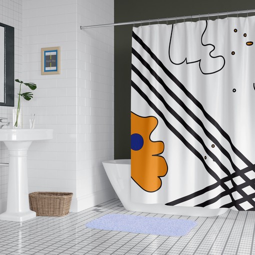Minimalist Abstract Art Shower Curtain with Artistic Design for Modern Bathroom Decor