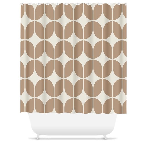 Minimalist Abstract Brown and Beige Geometric Retro Shower Curtain for the 1970s - Image 3
