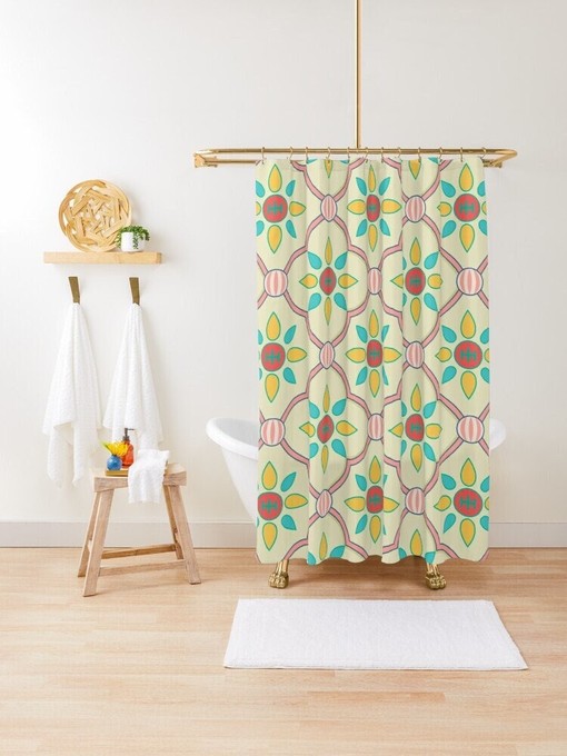 Minimalist Abstract Shower Curtain in White and Black with Eco-Friendly and Waterproof Material and Hooks Included