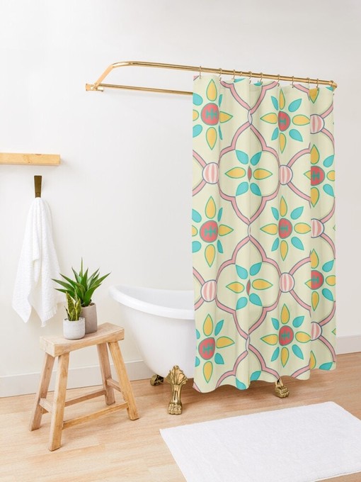 Minimalist Abstract Shower Curtain in White and Black with Eco-Friendly and Waterproof Material and Hooks Included - Image 3