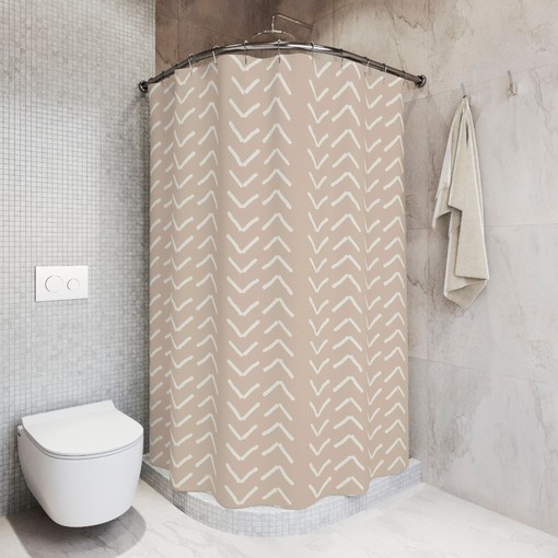 Minimalist Beige Mudcloth Print Shower Curtain, Bring Simplicity to Your Bathroom Decor | simple shower curtains - Image 2