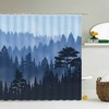 Minimalist Blue Trees Shower Curtain | Simple Print Nature Theme | Bathroom Decor