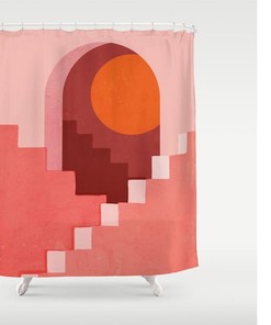 Minimalist Boho Pink Midcentury Art Design Shower Curtain