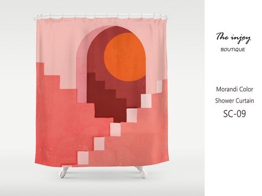 Minimalist Boho Pink Midcentury Art Design Shower Curtain