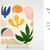 Minimalist Botanical Vintage Shower Curtain, Waterproof and Washable with a Touch of the Tropics