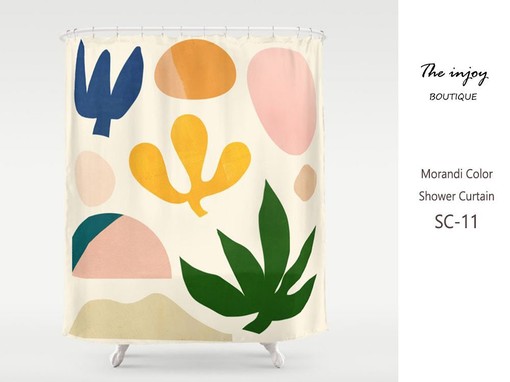 Minimalist Botanical Vintage Shower Curtain, Waterproof and Washable with a Touch of the Tropics