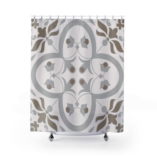 Minimalist Contemporary Shower Curtain for College Dorm and Bathroom