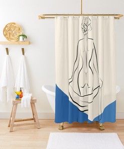 Minimalist Cream Shower Curtain - Neutral Boho Chic Bathroom Decor with Modern Appeal