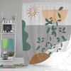 Minimalist Design Abstract Bohemian Green Leaves and Sun Shower Curtain