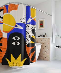 Minimalist Galaxy Shower Curtain | Form and Function | Luxury Bathroom Shower Curtains