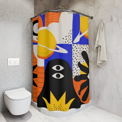 Minimalist Galaxy Shower Curtain | Form and Function | Luxury Bathroom Shower Curtains - Image 2