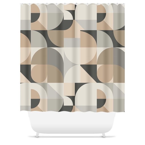 Minimalist Geometric Abstract Earth Grey Tone Shower Curtain, Brown and Gray Bath Shower Curtain - Image 3