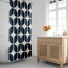Minimalist Geometric Navy Blue and Beige Retro Shower Curtain for Modern Bath Decor