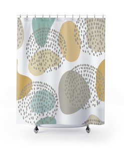Minimalist Geometric Shapes Shower Curtain, Contemporary Vintage Bath Curtain, Abstract Art
