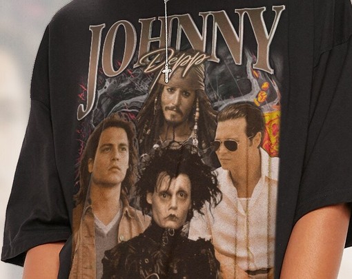 Minimalist Johnny Depp Film Fans T-shirt with RottenBorn Lawyer Image - Image 2
