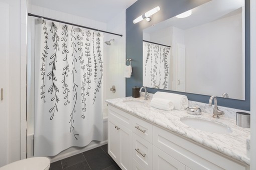 Minimalist Leaves Shower Curtain, Add a Bohemian Vibe to Your Bathroom Decor | bohemian shower curtains - Image 2