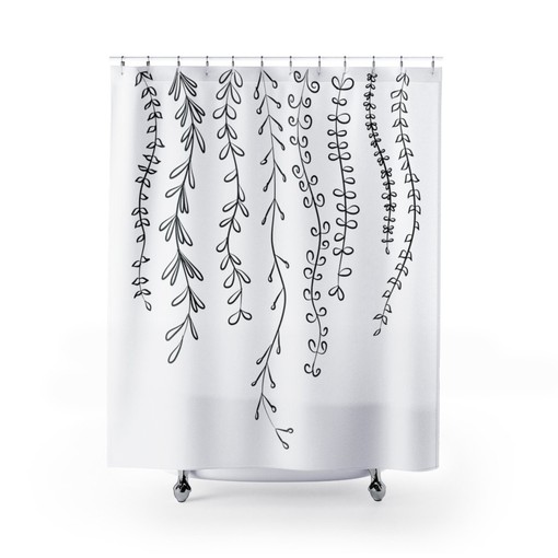 Minimalist Leaves Shower Curtain, Add a Bohemian Vibe to Your Bathroom Decor | bohemian shower curtains - Image 3