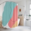 Minimalist Mint Blue Orange Boho Abstract Waves Shower Curtain