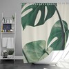 Minimalist Monstera Unique Shower Curtain | Botanical Green Simple Fabric Home Bath Decor