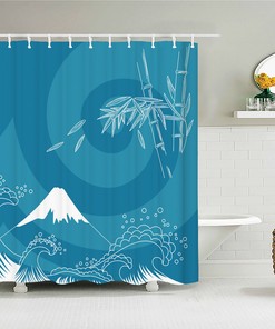 Minimalist Mount Fuji Japanese Classic Shower Curtain | Simple Fabric House Warming Gift