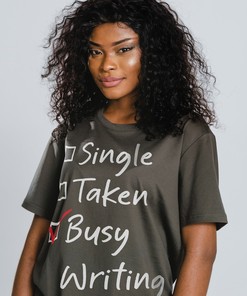 Minimalist Movie Shirts: BUSY WRITING Unisex Shirt, Funny Writer Gift, Author Shirt, Novel Writing Tee