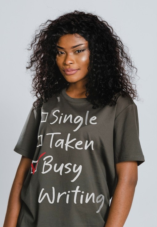 Minimalist Movie Shirts: BUSY WRITING Unisex Shirt, Funny Writer Gift, Author Shirt, Novel Writing Tee