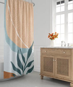 Minimalist Neutral Tone Abstract Shower Curtain - Mid Century Modern Bathroom Decor