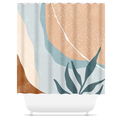 Minimalist Neutral Tone Abstract Shower Curtain - Mid Century Modern Bathroom Decor - Image 2
