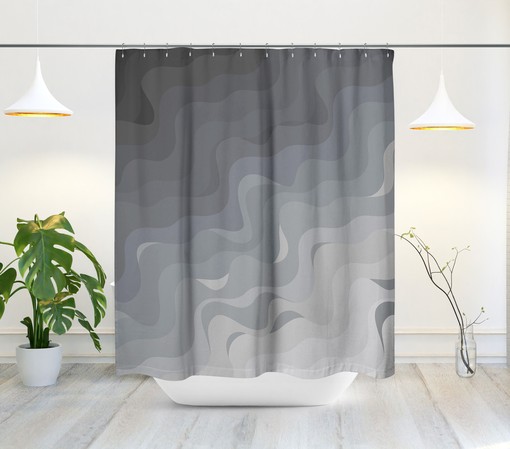 Minimalist Ombre Shower Curtain with Beach Gradient Design, Mid-Century Style, Stylish Bathroom - Image 2