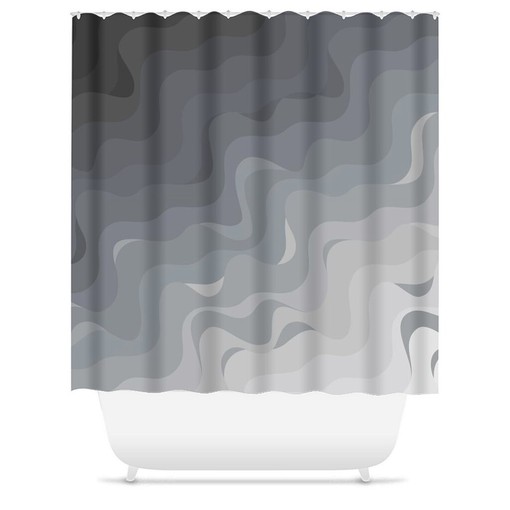 Minimalist Ombre Shower Curtain with Beach Gradient Design, Mid-Century Style, Stylish Bathroom - Image 3