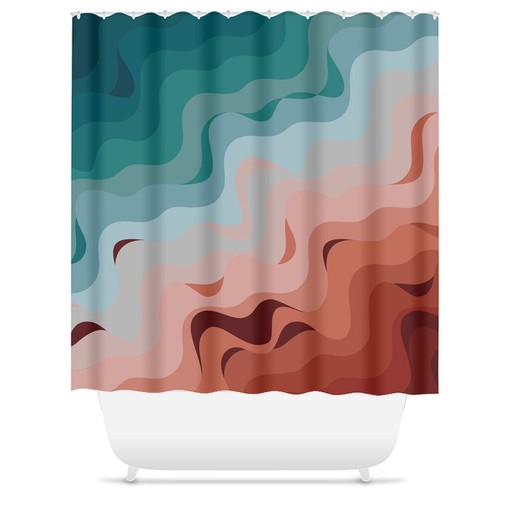 Minimalist Ombre Shower Curtain with Beach Nautical Design, Mid-Century Modern Style, Stylish Bathroom - Image 3