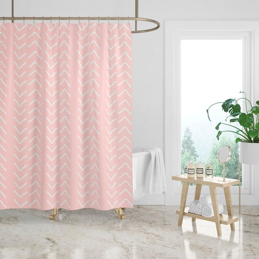 Minimalist Pink Mudcloth Print Shower Curtain, Create a Subtle Elegance in Your Bathroom | pink shower curtains