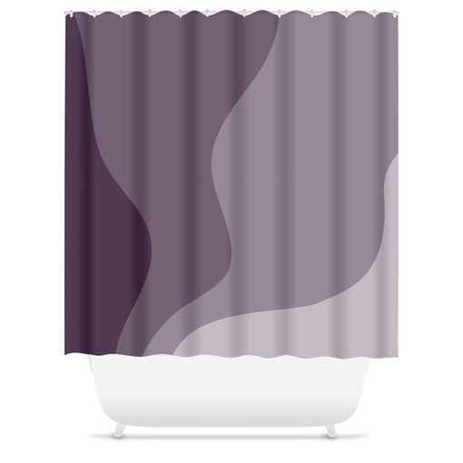 Minimalist Purple Ombre Wavy Scandinavian Abstract Shower Curtain with Quotes - Image 3