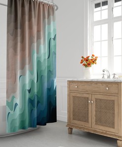 Minimalist Shower Curtain with Abstract Beach Gradient Design, Housewarming Touch, Modern Bath Decor