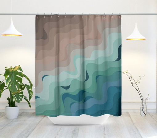 Minimalist Shower Curtain with Abstract Beach Gradient Design, Housewarming Touch, Modern Bath Decor - Image 2
