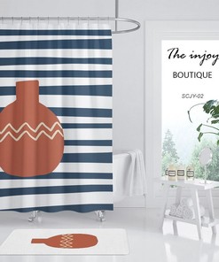 Minimalist Striped At Home Shower Curtains, Customized Waterproof & Washable Bathroom Accessory