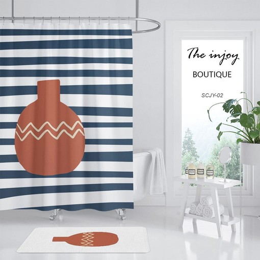 Minimalist Striped At Home Shower Curtains, Customized Waterproof & Washable Bathroom Accessory