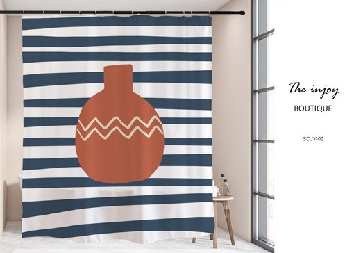 Minimalist Striped At Home Shower Curtains, Customized Waterproof & Washable Bathroom Accessory - Image 2