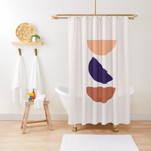 Minimalist Sun and Moon Shower Curtain - Eco-Friendly Materials with Artistic Boho Style