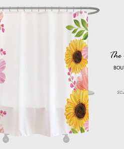 Minimalist Sunflowers Shower Curtain with Customizable Size for Your Bathroom