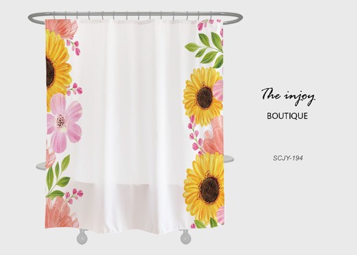 Minimalist Sunflowers Shower Curtain with Customizable Size for Your Bathroom