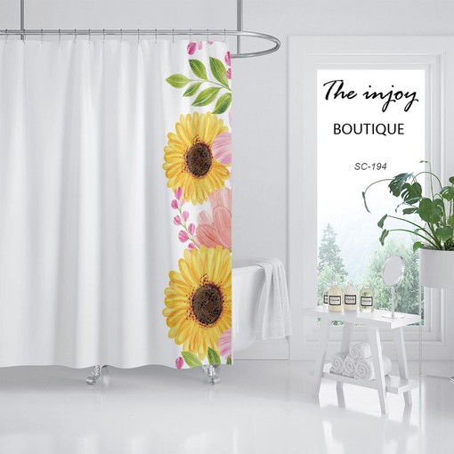 Minimalist Sunflowers Shower Curtain with Customizable Size for Your Bathroom - Image 2