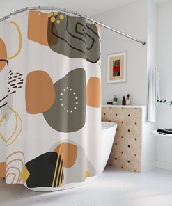 Minimalist Vintage Boho Abstract Pattern Shower Curtain