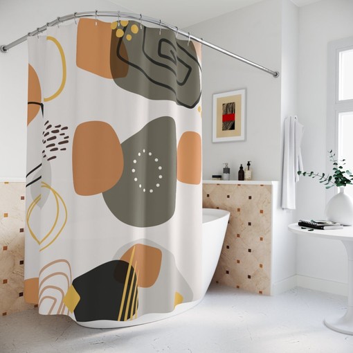 Minimalist Vintage Boho Abstract Pattern Shower Curtain