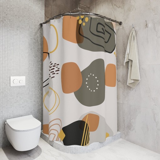 Minimalist Vintage Boho Abstract Pattern Shower Curtain - Image 2