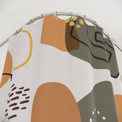 Minimalist Vintage Boho Abstract Pattern Shower Curtain - Image 3