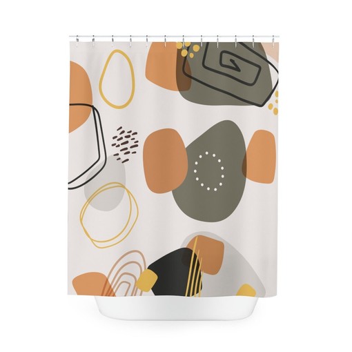 Minimalist Vintage Boho Abstract Pattern Shower Curtain - Image 4