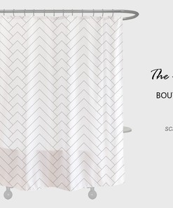 Minimalist White Grey Stripe Simple Wavy Shower Curtain - Heavy Duty Fabric for Modern Bathroom Decor